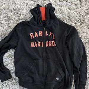 Harley-Davidson Men's Black and Orange 2XL Hoodie
